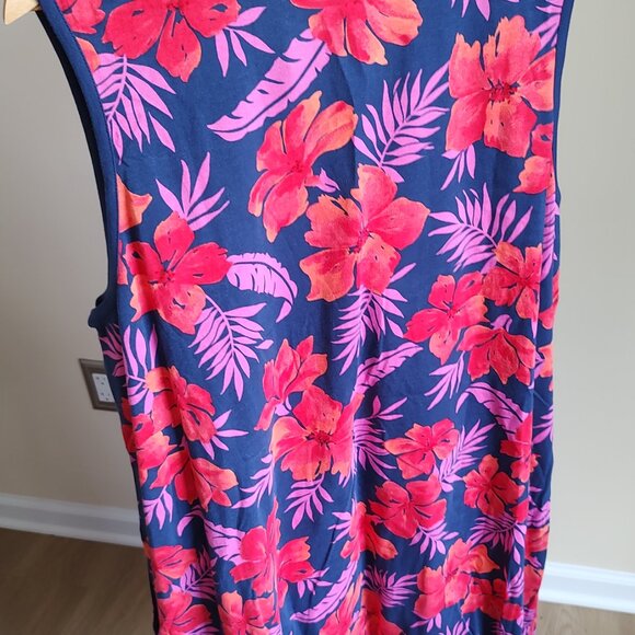 Lands' End Sleeveless Blue & Pink Floral Dress - Size XXL - Picture 2 of 2